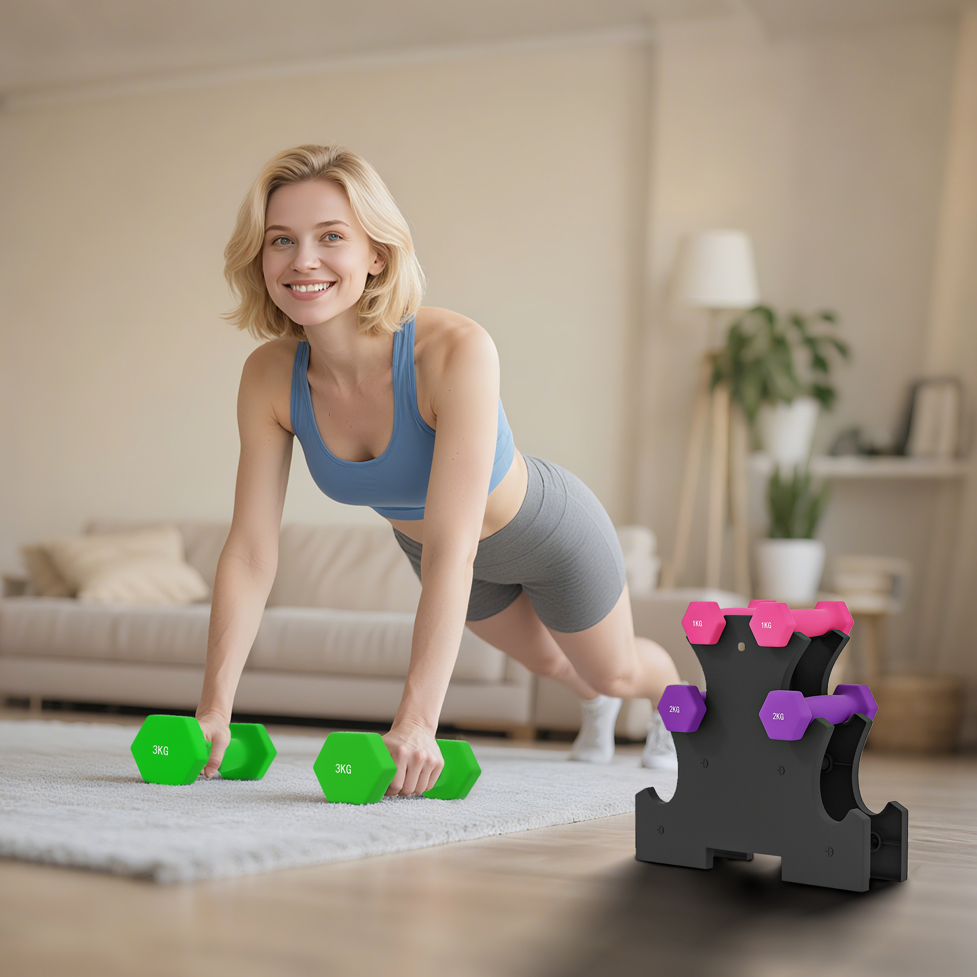 Dumbbell Set With Storage Rack , 2 X 1kg, 2 X 2kg, 2 X 3kg — image 11