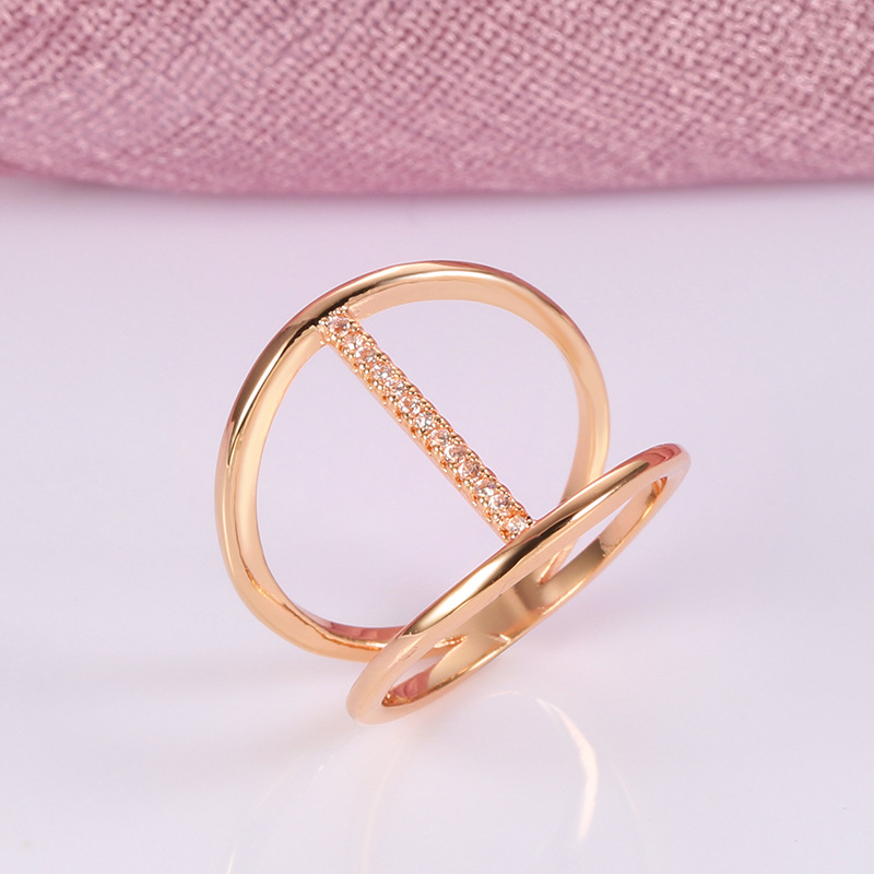 Fashion Environmentally Friendly Gold-plated Copper And Zircon Light Luxury Ring