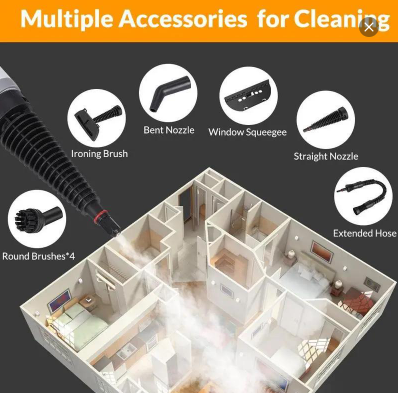 High Pressure Steam Cleaning Machine With 12 Cleaning Accessories And Detachable Brush Head And Nozzle thumbnail 8