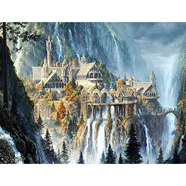 Handmade Simple Thread Embroidery Full Landscape Cottage Cross Stitch White - Shop at LoveMi