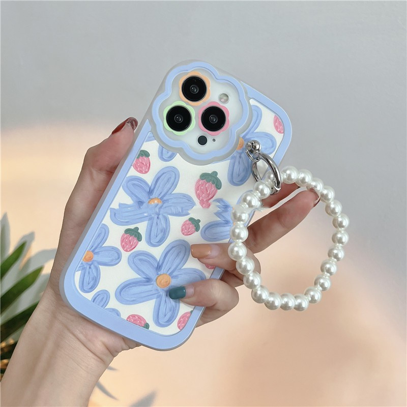 Blue Flower Pearl Mobile Phone Case - Image 3