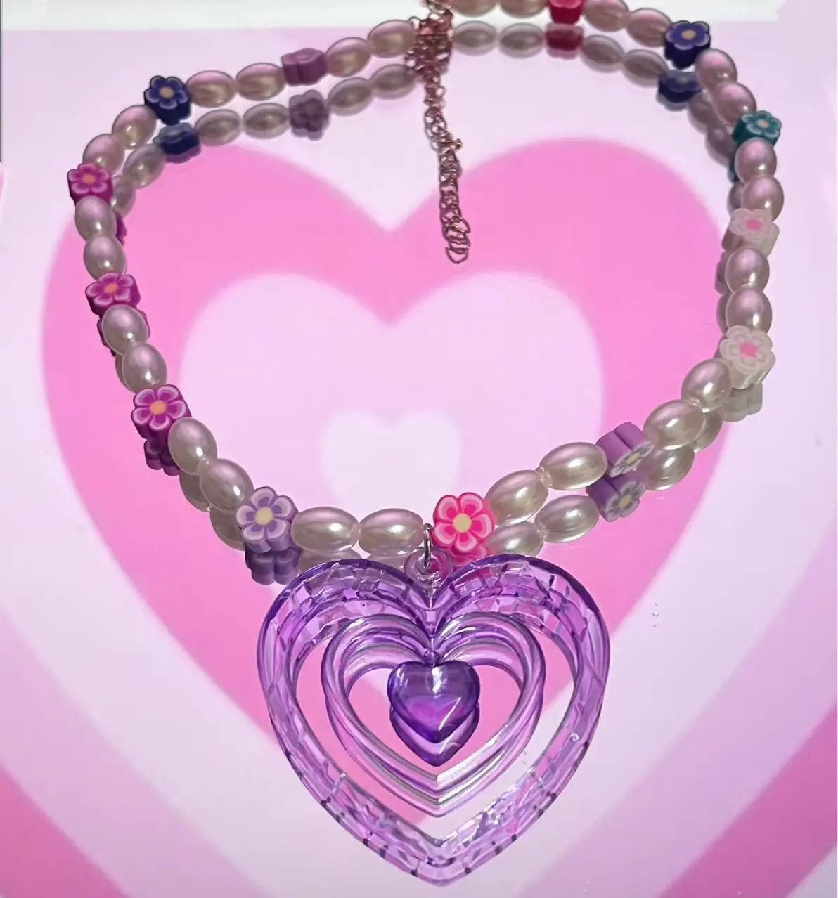 Colorful Beaded Love Simple Niche Design Clavicle Chain