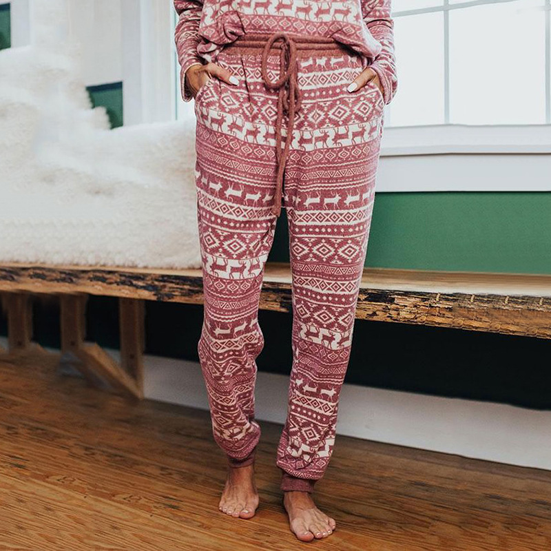 Printed Long Sleeve Loose Casual Home Set