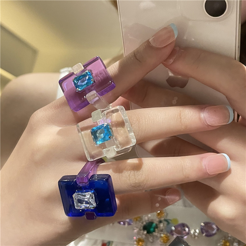 European And American Ins Style Niche Ring Candy Color Resin