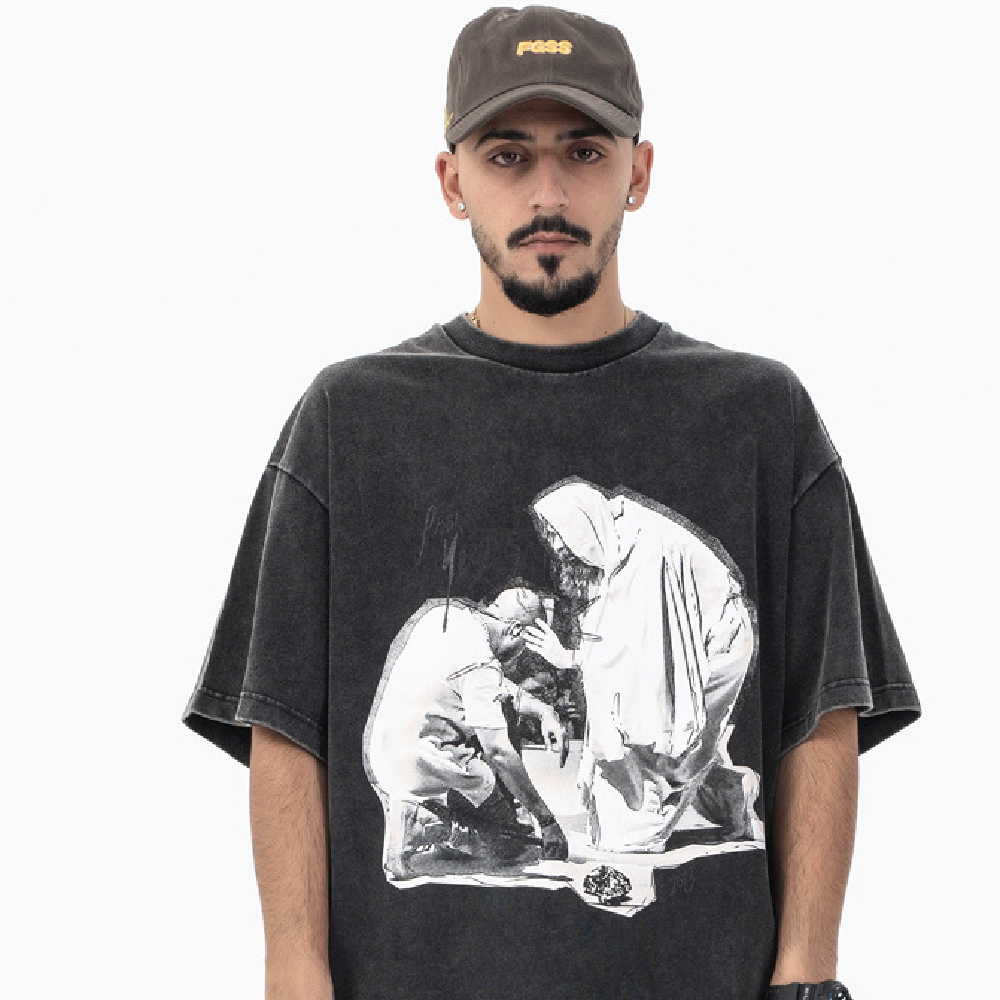 Men's Fashionable Printed Vintage Short-sleeved T-shirt