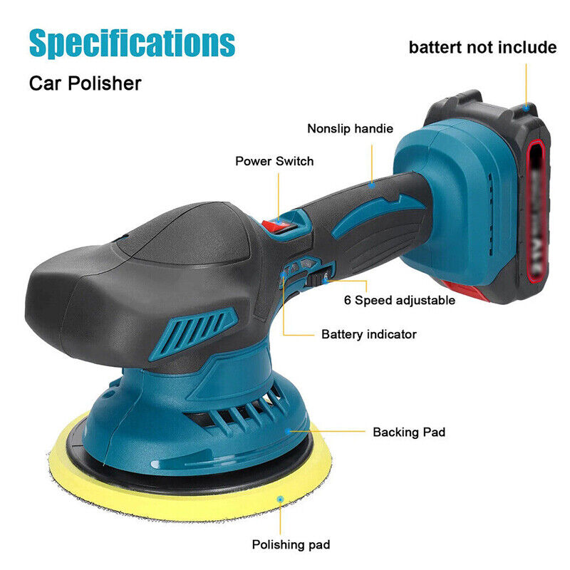 For 18V 6 Cordless Rotary Car Polisher Buffer Sander Polishing  Q