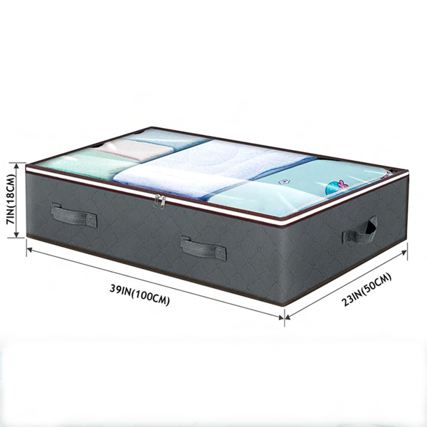 Foldable Underbed Storage Bag for Clothes & Quilts with Clear Window & Zipper - Picture 11 of 11