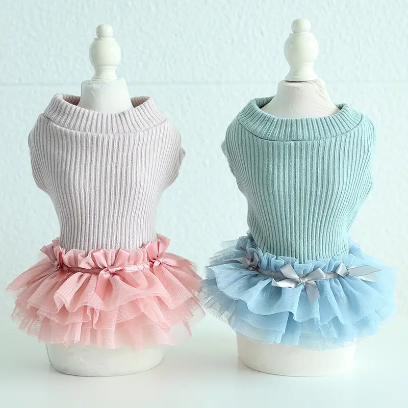 New Powder Blue Wool Bottoming Skirt Pet Clothes