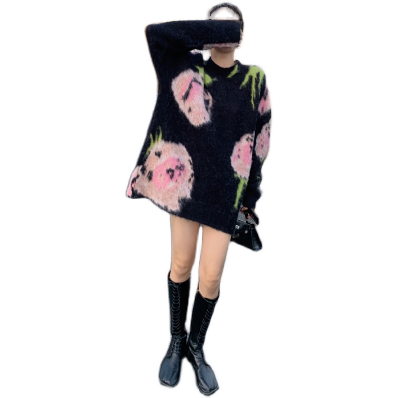 Women's Fashionable Temperament Pattern And Color Sweater Dress
