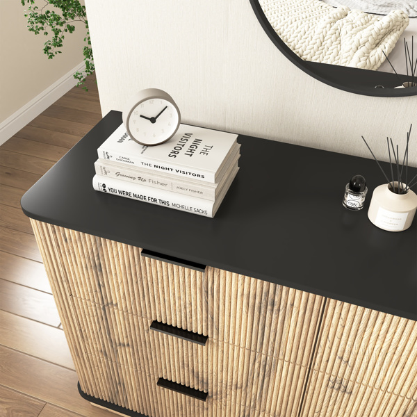 Modern Multi-functional Six-drawer MDF Cabinet,The perfect combination of rounded corners and multifunctional design, with Product Dimensions of 47.2*15.7*29.6 Inches. -30