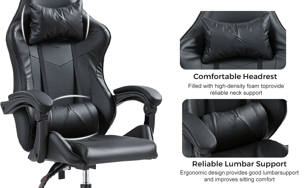 Gaming Reclining Swivel Chair For Adults,Ergonomic Racing PC With Lumbar Support — image 8