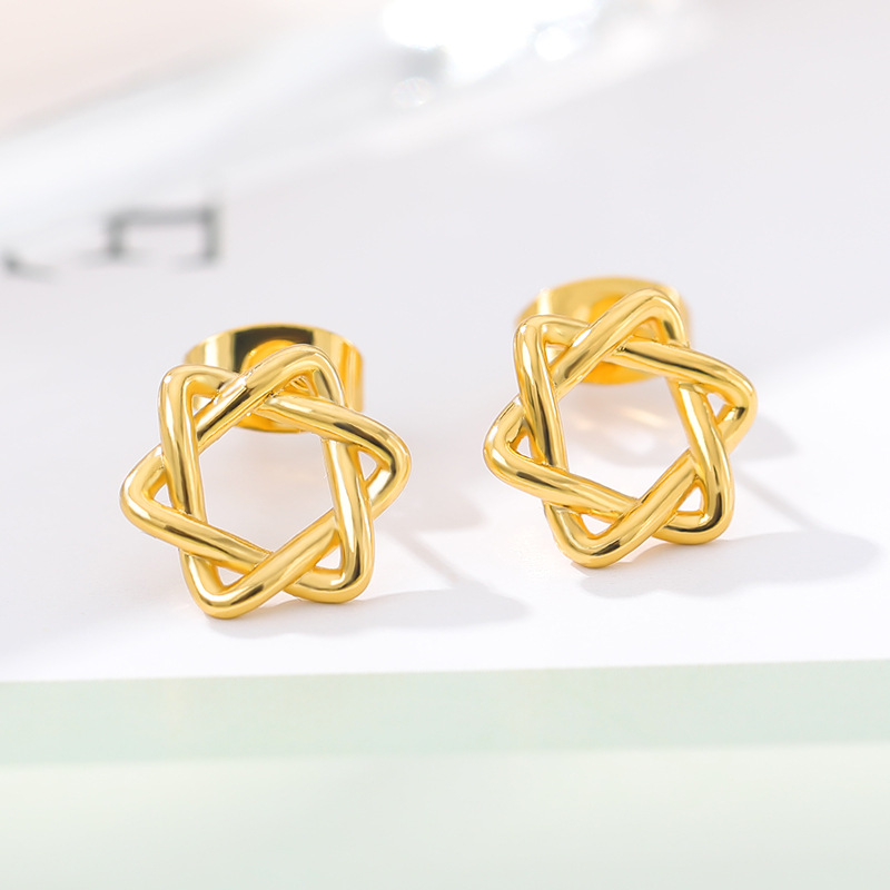 Stainless Steel Stud Earrings Fashion Jewelry Bohemian Hexagonal Star