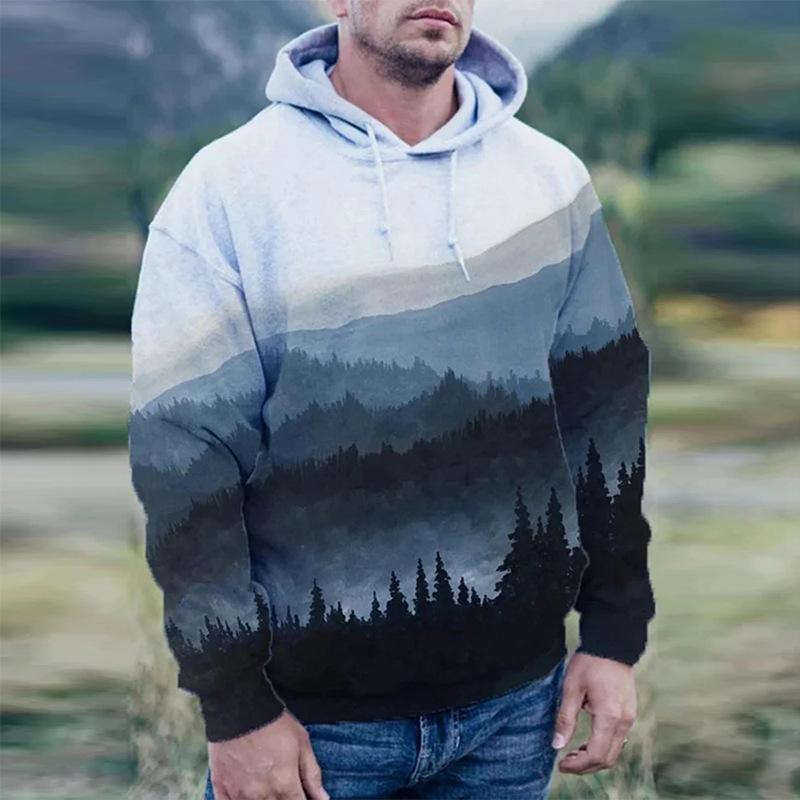 Title 8, Pullover-hoodie met lange mouwen en landschapsp...