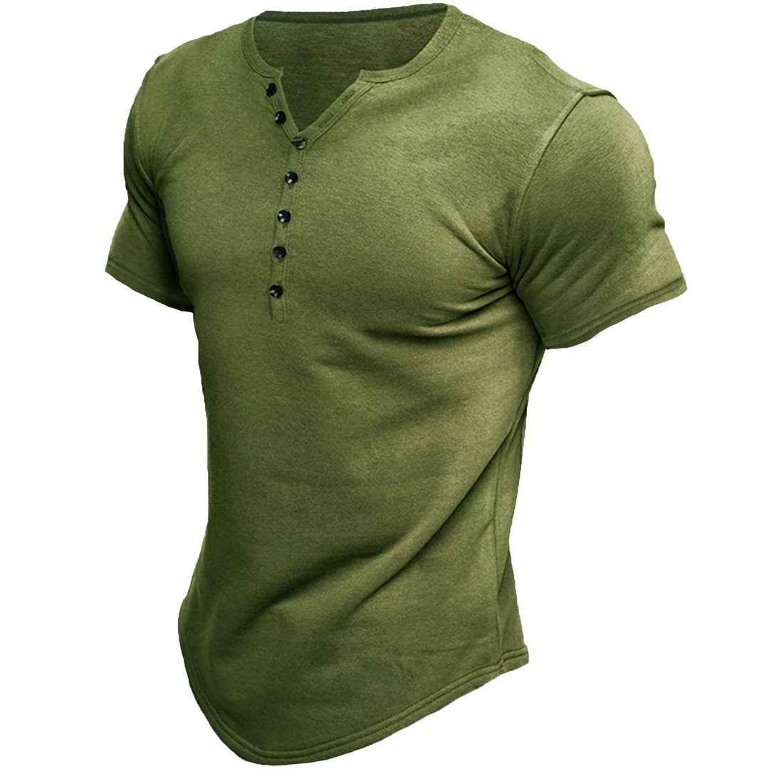 Title 8, Mens Henley Shirt Short Sleeve Solid Color Top...