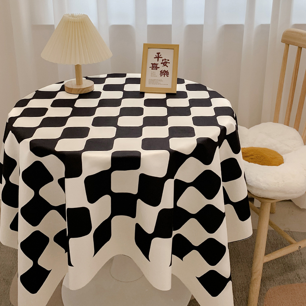 Title 4, Checkerboard Plaid Round Tablecloth Ins Nordic ...