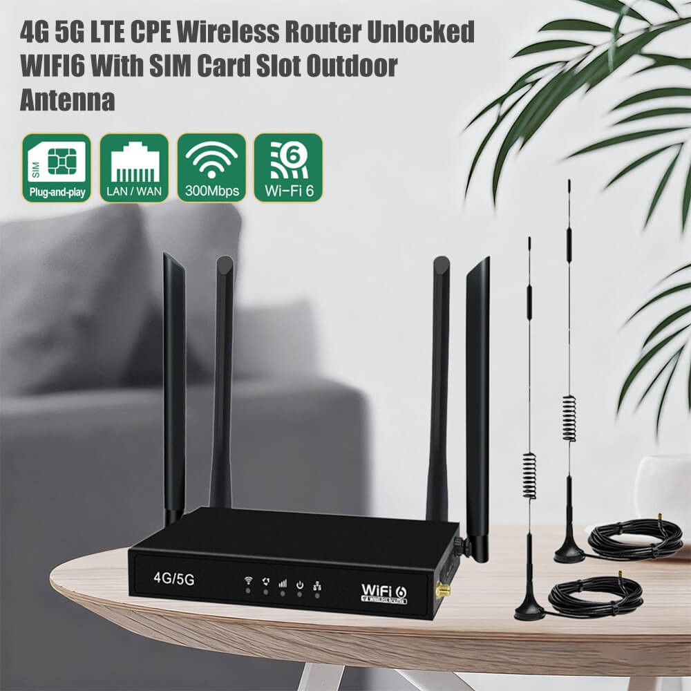 4G 5G LTE CPE Wireless Router Unlocked WIFI6 With SIM Card Slot Outdoor Antenna 5
