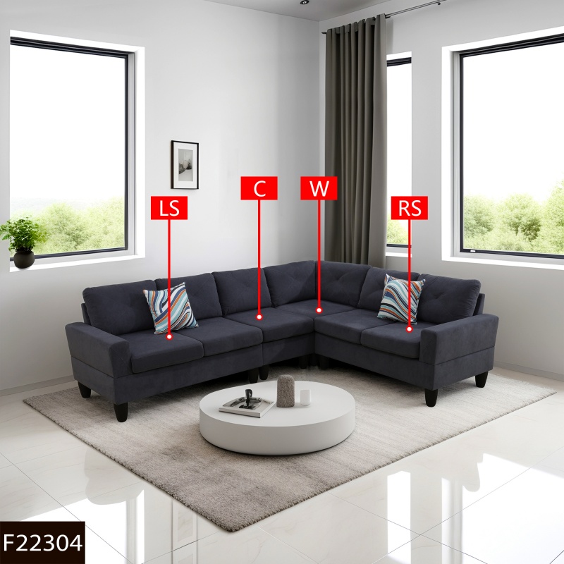 Pickup Only--Dark Grey Massa Flannel 4-Piece Couch Living Room Sofa Set