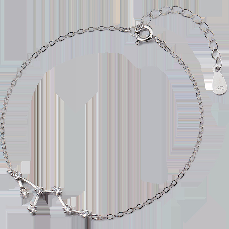 Title 5, Silver 12 Constellation Bracelet Female Sweet A...