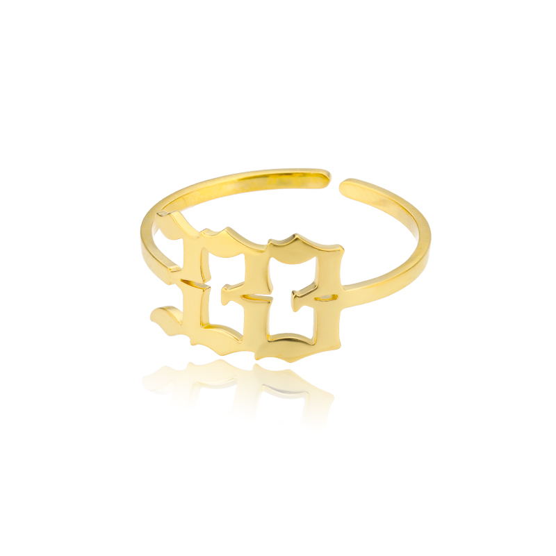 Stainless Steel Angel Number Ring Adjustable