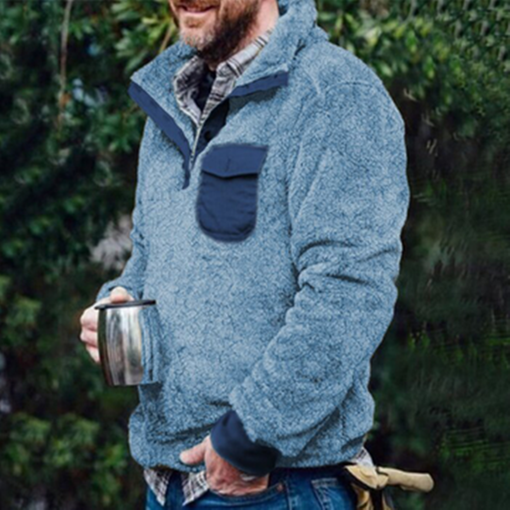 Autumn And Winter Casual Button Pocket Flannel Plush Men's Sweater