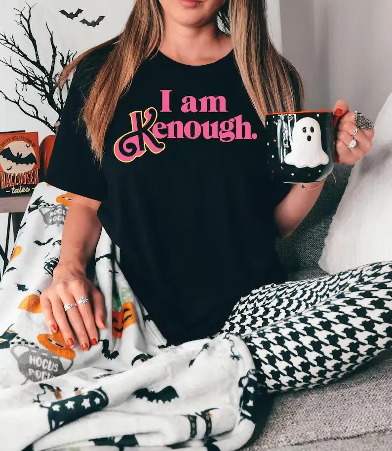 Pink Letters European And American Style Personalized T-shirt Women's Printed Short Sleeve - Black