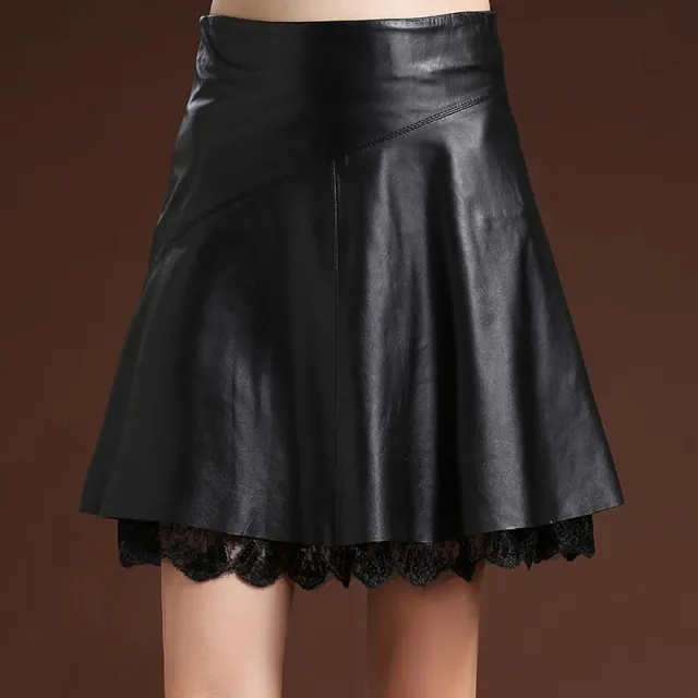 Women's A line Mid length Over the knee High waist Pleated Skirt Black - Shop at LoveMi