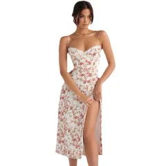 Little Flower Bohemian Split Strap Dress Girl - White - View 1