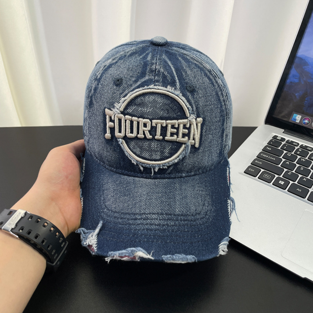 Monochromatic Individuality Frayed Letter Embroidery Washed-out Vintage Trend Fashion Holey Brim Baseball Cap Street Travel 6