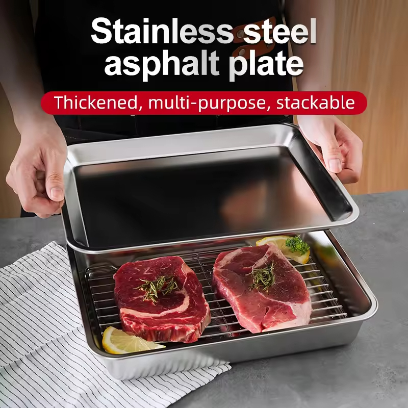 304 Stainless Steel Square Mesh Rack Oven Tray - Multi-functional For Home Use Frying, Baking, Draining, And Roasting