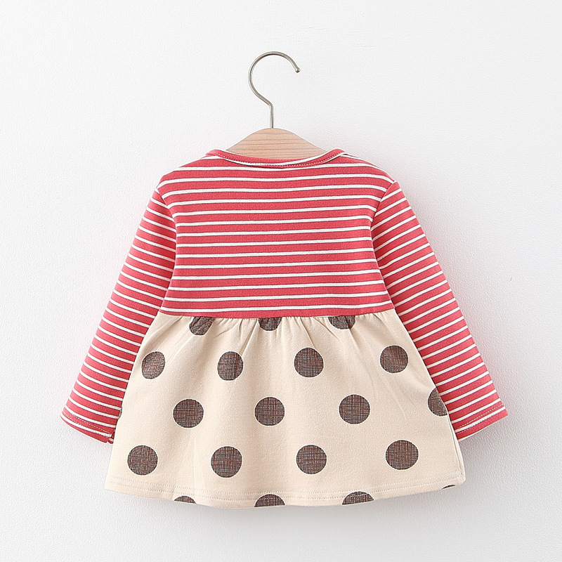 Children's Solid Color Stripes Splicing Sling Dots Fake Two-piece Skirt - Image 13