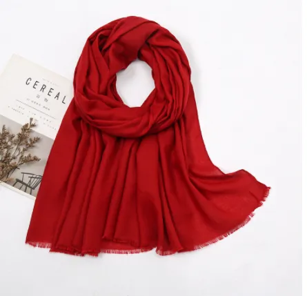 Long shawl beige scarf - Deep Red
