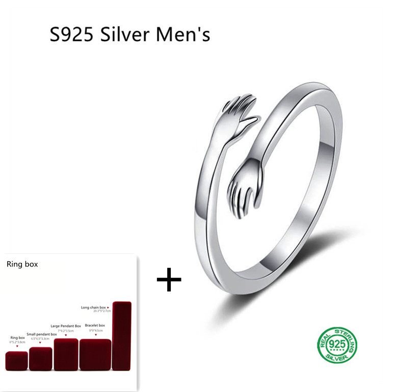 S925 Silver Hug Palm Finger Smooth Exquisite Couple Ring