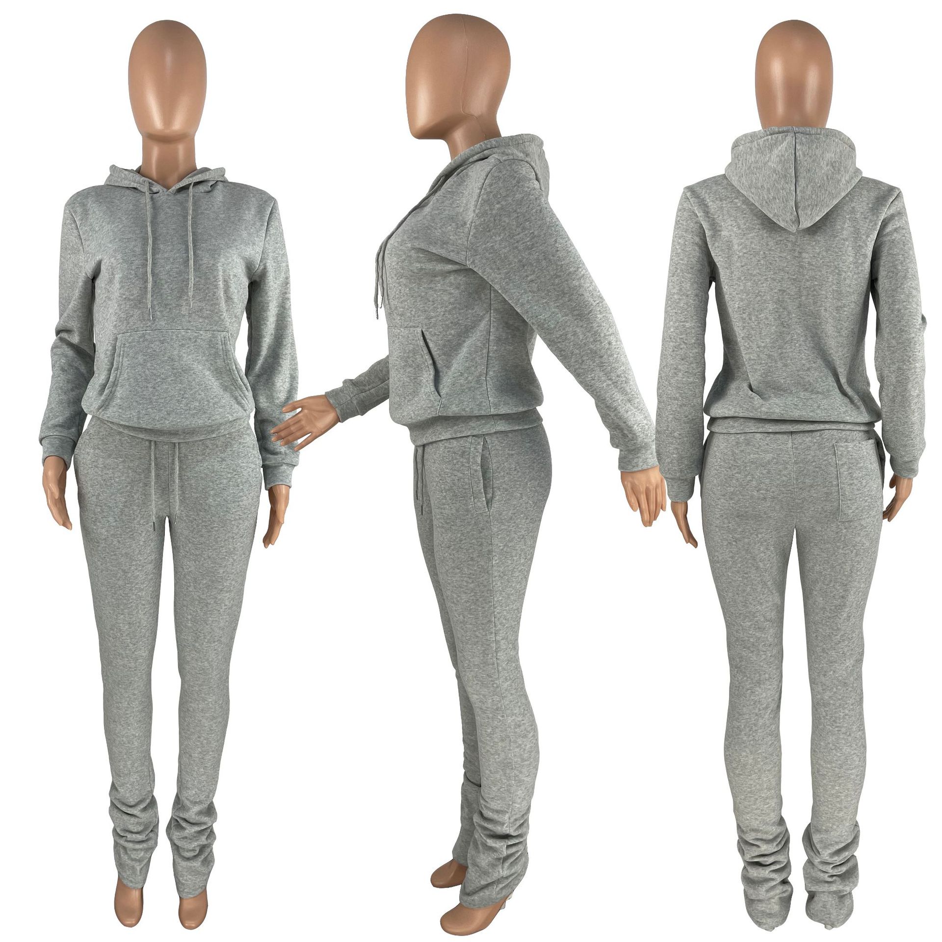 Pure Color Pleated Pants Fashion Sports Two-piece Suit