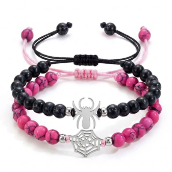 2pcs Matching Spider Web Bracelets For Couples Men Women, Natural Stone Black White Beaded Bracelets, Y2K Goth Punk Friendship Jewelry, Birthday Valentine's Day Gift For Best Friend Boyfriend Girlfrie - photo 8