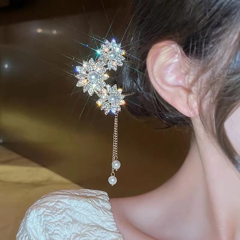 Floral Hairpin Elegant Pearl Pendant Gold - Shop at LoveMi