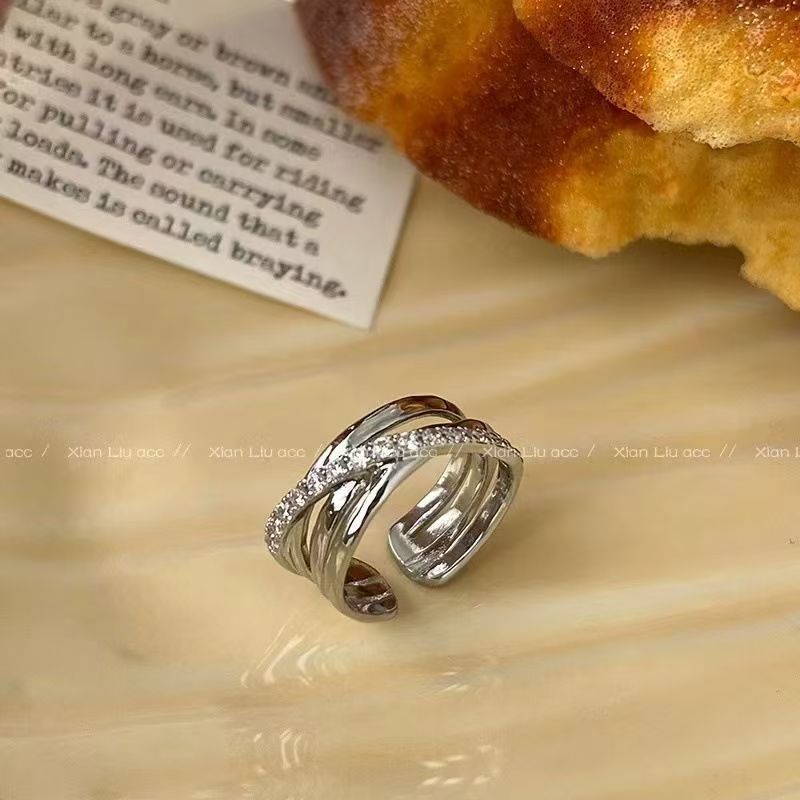 1 Piece Minimalist Cool Style Triple Ring Cross Open Ring For Women, Personalized Versatile... thumbnail 3