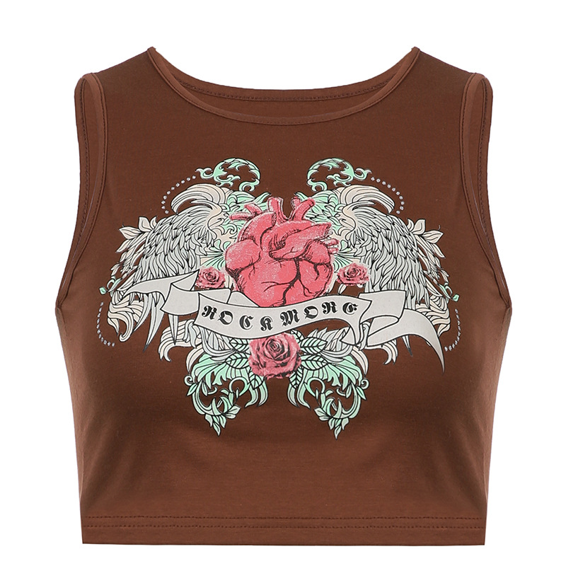 Spice Girls Print Vest Small Vest Street Personality Show Navel