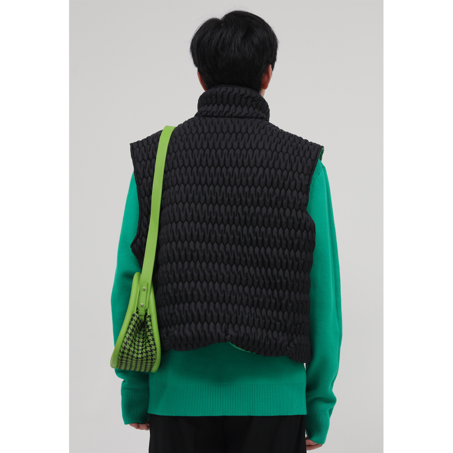 Stand-up Collar Cotton Vest Korean Style Diamond Sleeveless