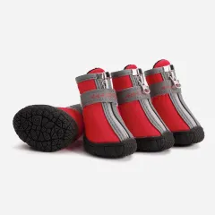 Pet Dog Shoes Waterproof Rain Boots - Cloth Red - View 1