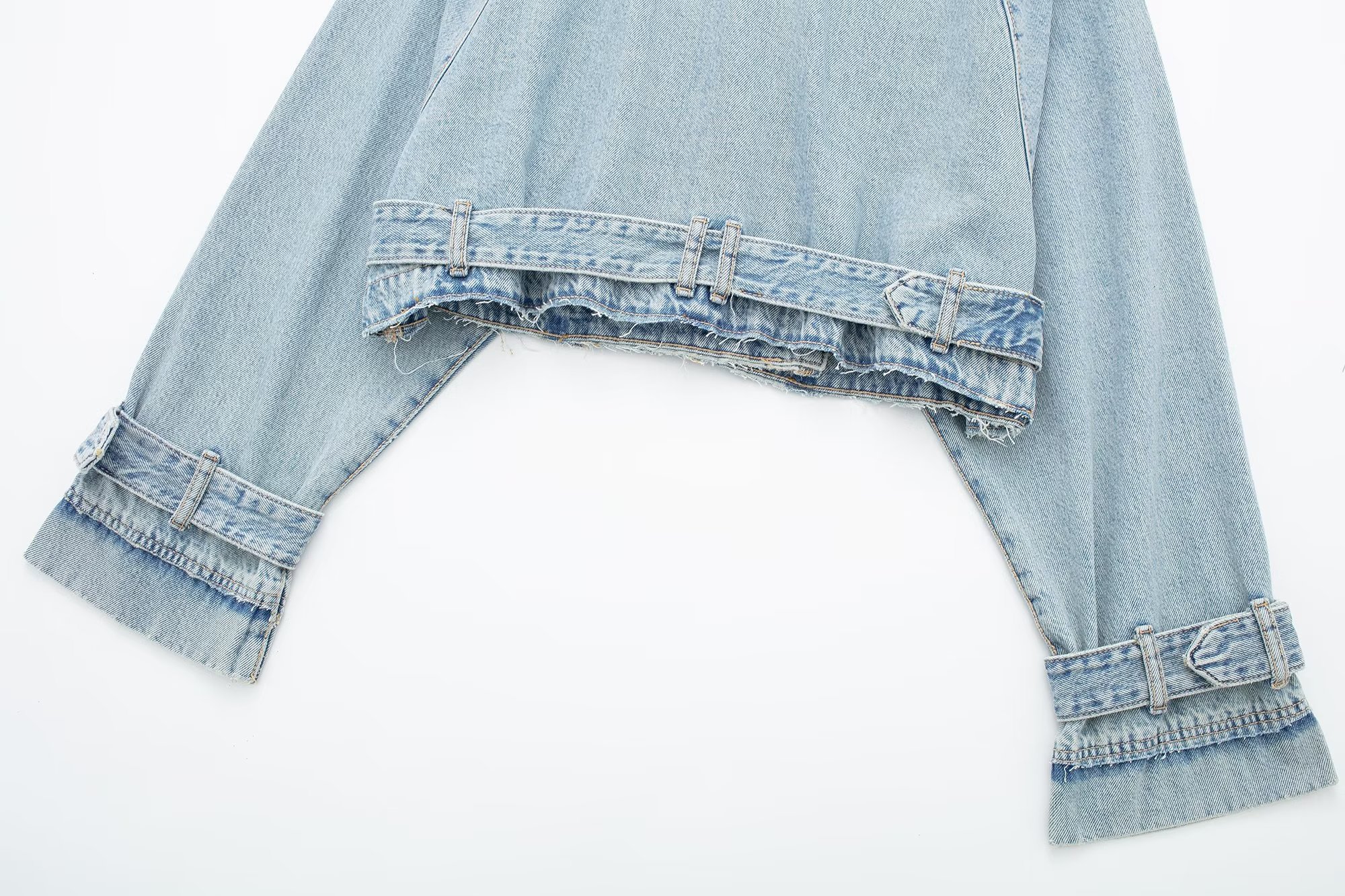 Title 6, Matching Belt Embellishment Denim Short Trench ...