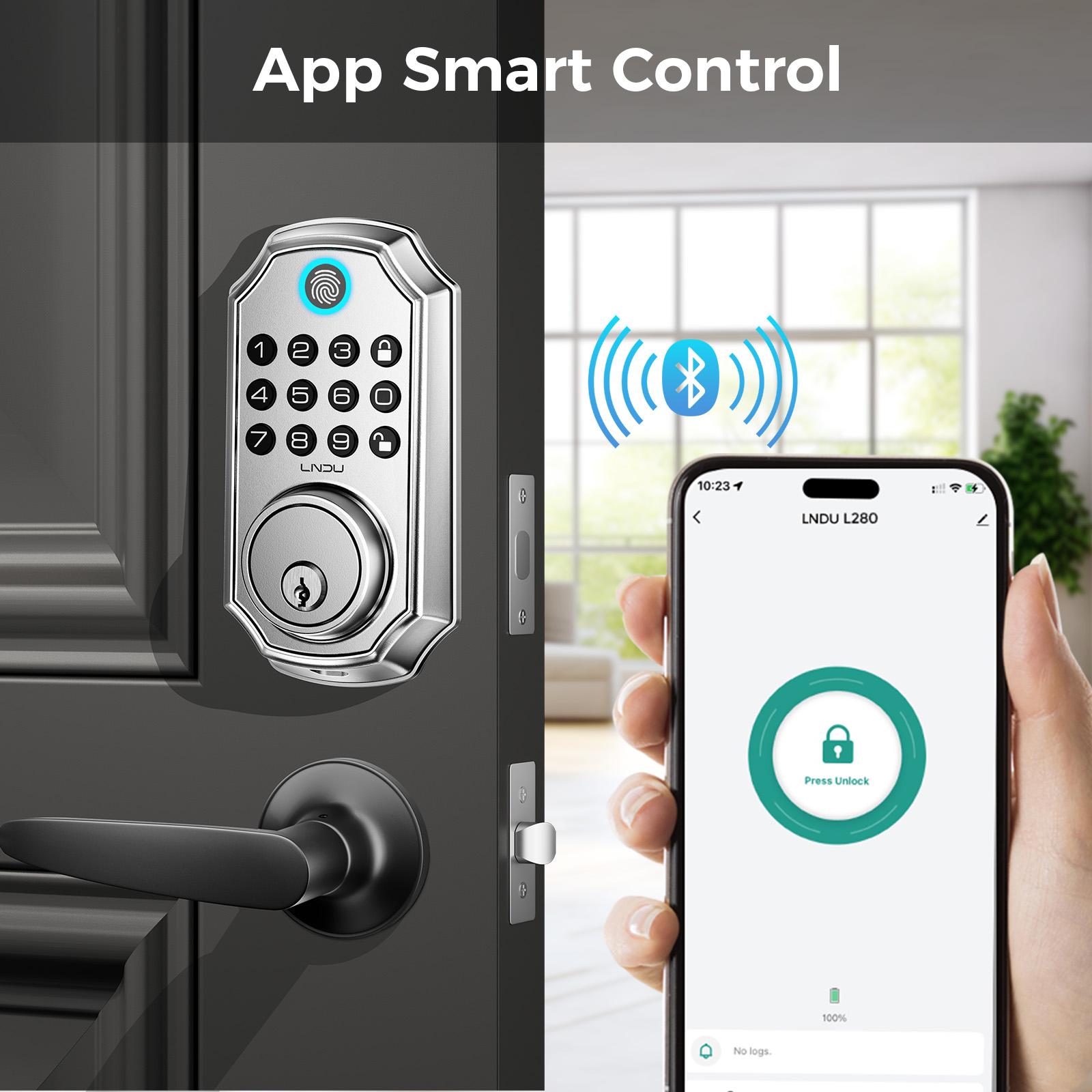 Keyless Entry Door Lock With Handle App-Controlled Front Door Lock Set With Keypad  Auto-Lock & One-Touch Locking  Anti-Peep Code Feature  Easy Installation — foto 5