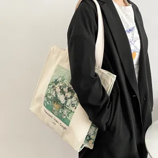Creative Simple Oil Painting One Shoulder Canvas Bag - Rose