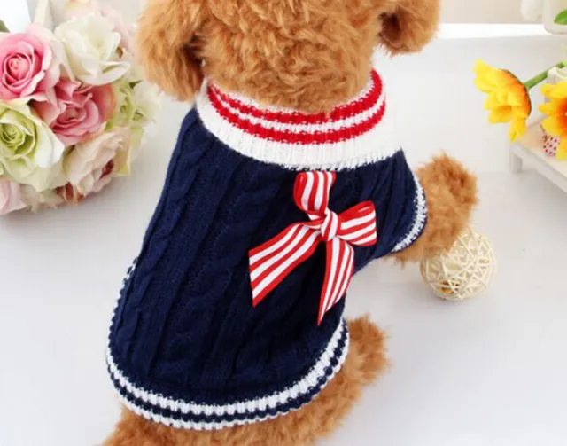 Dog Clothes Teddy Law Fighting Sweater Autumn And Winter Clothes Pug Knit Sweater Blue - Shop at LoveMi