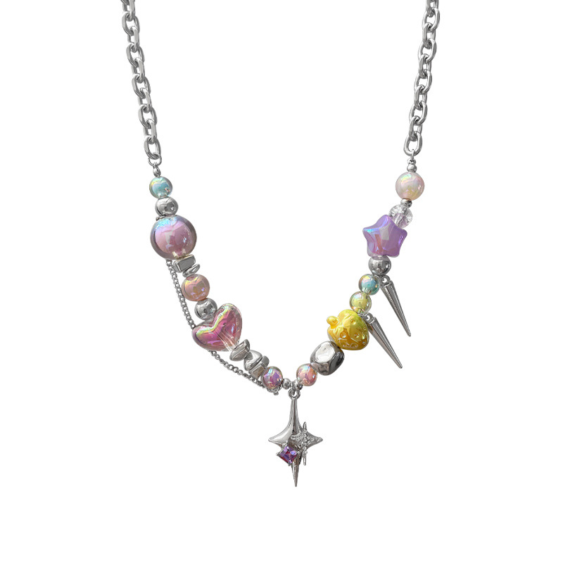 Colored Loving Heart Stitching Stars Asterism Necklace For Women