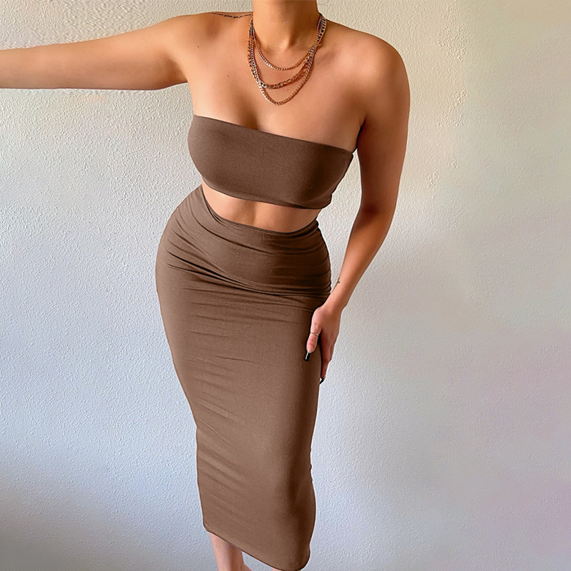 European And American Temperament Tube Top Skirt Two-piece Set
