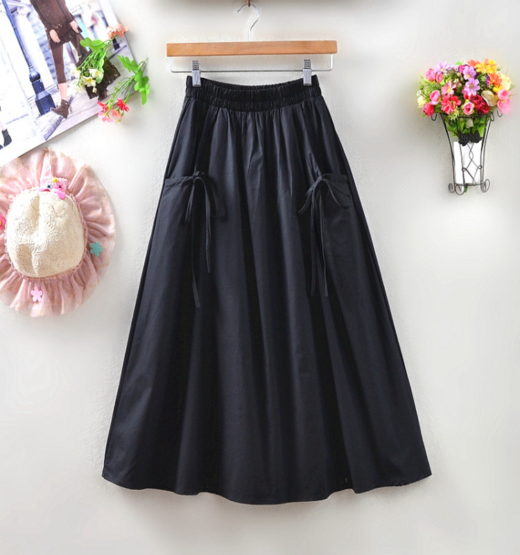 All-match Urban Casual Women's Double-mouth Bow Skirt Mid-length
