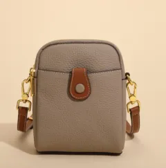 Lychee Pattern Mobile Phone Bag Small Leather Crossbody Bags For Women Wallet - Coffee - View 1