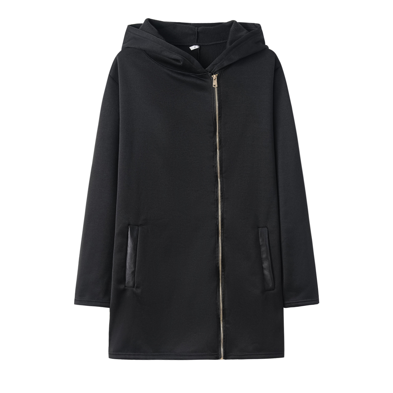 Women's Fashionable Side Zipper Fleece Jacket Hooded Sweatshirt