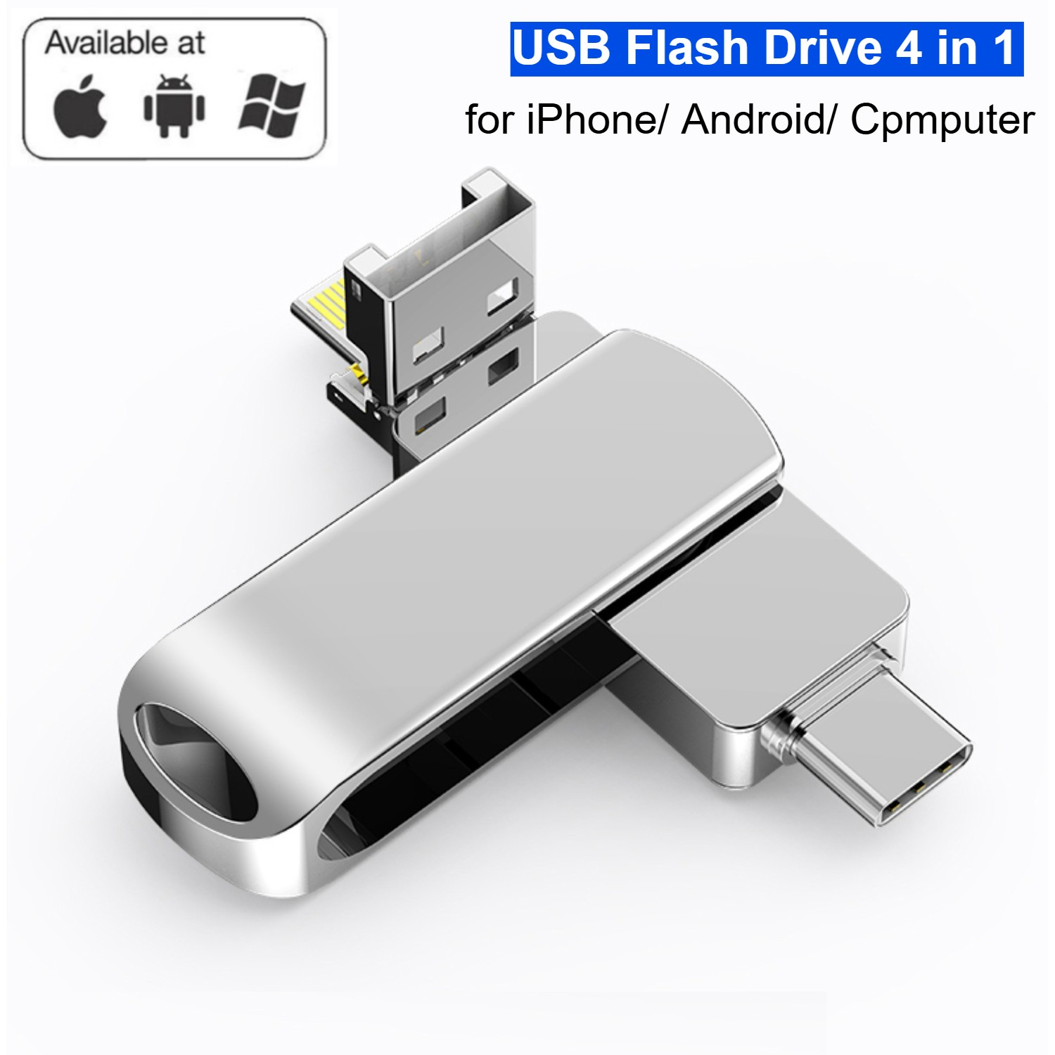 2TB USB 3.0 Drive Stick 4in1 Type C OTG For Android PC UK New