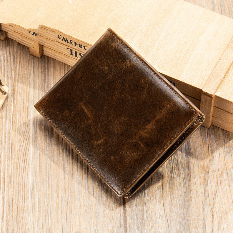 Men's Handmade Vintage Leather Anti-theft Brush Money Clip